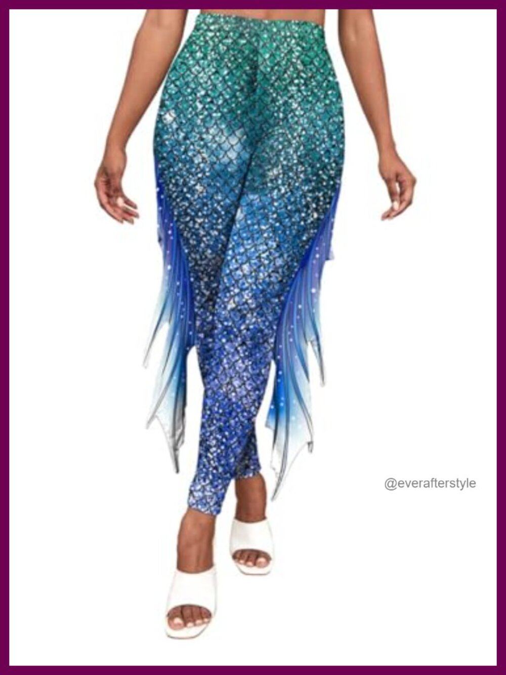 Mermaid Print High Waisted Yoga Leggings Seamless Skinny Fins Halloween Costume